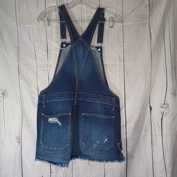 No Boundaries Denim Distressed Overalls - Picture 7 of 11